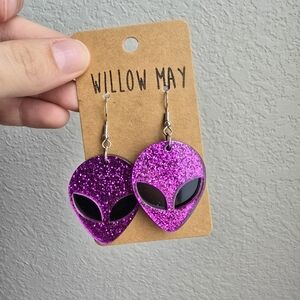 Willow May Purple Glitter Alien Earrings